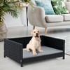 Tangkula Rattan Dog Bed w/ Waterproof Soft Cushion Metal Frame for Medium Small Dogs Cats - 2 of 4