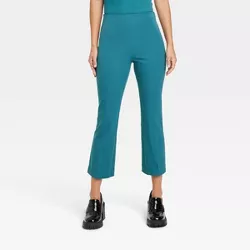 Women's Cropped Kick Flare Pull-On Pants - A New Day™ Teal 18