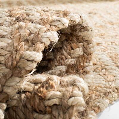 Chevron Fringe Hand-Knotted Jute Area Rug - 2'6" x 4', Bleach & Natural