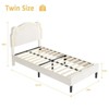 Homhougo Twin Size Platform Bed Frame, Velvet Upholstered Bed Frame with Bear-Shaped Headboard Beige - 2 of 4
