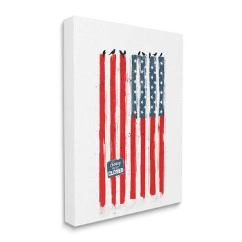 Stupell Industries American Flag Birds on Wall Political Statement Gallery Wrapped Canvas Wall Art, 24 x 30