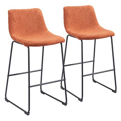 Zuo Smart Barstool (Set of 2) Burnt Orange