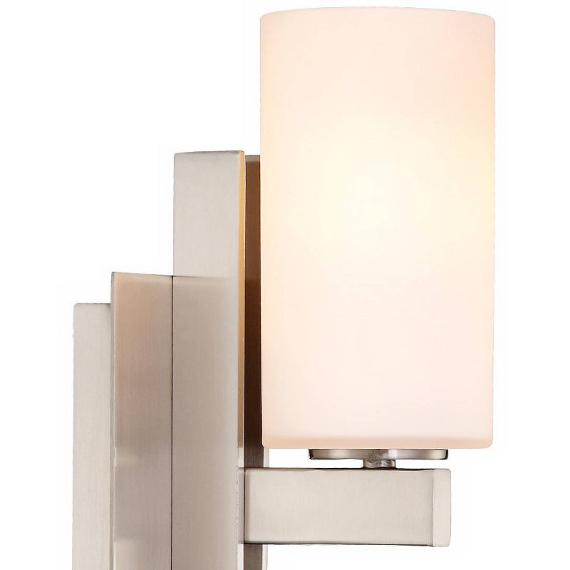 Possini Euro Design Ludlow Modern Wall Light Sconce Brushed Nickel Hardwire 4 1/2" Fixture Frosted Glass Shade for Bedroom Bathroom Vanity Reading, 3 of 7