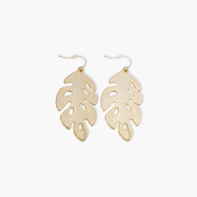 Sanctuary Project Statement Palm Leaf Pendant Earrings Gold