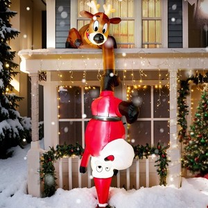Joyfy 8FT Christmas Inflatables Outdoor Decoration, Hanging Reindeer and Climbing Santa Inflatable with LEDs for Xmas Party Indoor Outdoor Yard Decor - 1 of 4