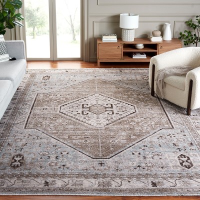 Antique Patina Blue and Beige Wool Area Rug