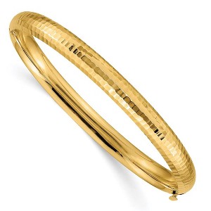 Black Bow Jewelry 6.5mm 14k Yellow Gold Hammered Domed Hinged Bangle Bracelet - 1 of 4