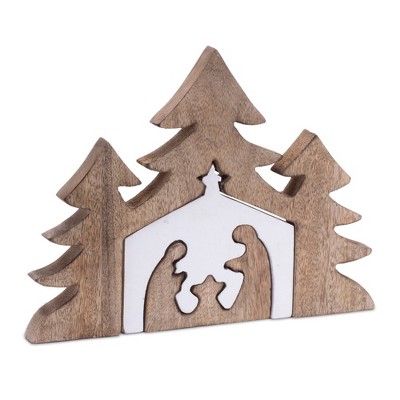 Nesting Wood Nativity Display 12"L