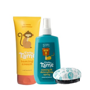 T is for Tame - Natural Taming Cream, Detangling Spray & Detangling Brush for Frizz, Flyaways & Static, Safe for Babies and Kids, 3 ct. - 1 of 4