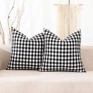 Black and White Buffalo Plaid Outdoor Pillow Covers 18x18 Set of 2 - 1 of 4