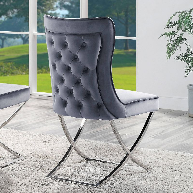 2pk Chardin Glam Upholstered Side Chairs Gray - HOMES: Inside + Out, 5 of 8