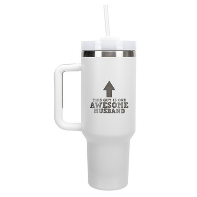 100 North This Guy Is One Awesome Husband Arrow Wrap-Around 40 Oz. Stainless Steel Water Bottle Coffee Mug, Spill & Leak Resistant, Travel Tumbler