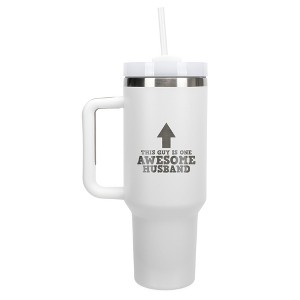 100 North This Guy Is One Awesome Husband Arrow Wrap-Around 40 Oz. Stainless Steel Water Bottle Coffee Mug, Spill & Leak Resistant, Travel Tumbler - 1 of 4