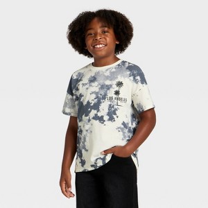 Grayson Threads Kids Boys' Short Sleeve 'Los Angeles' Tie-Dye Oversized Graphic T-Shirt - Blue - 1 of 4