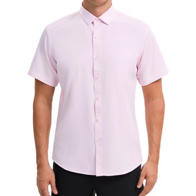 INSPIRE CHIC Men's Short Sleeve Stretch Lightweight Business Solid Formal Button Down Shirts