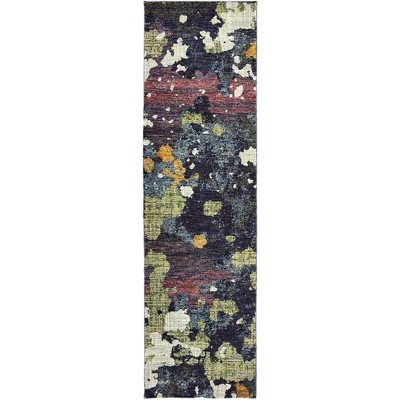 Oriental Weavers Evolution 8029A Navy/ Green Indoor Area Rug - 2'6" x 12'