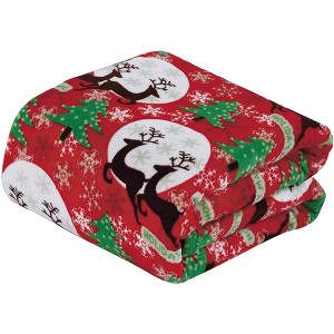 Kate Aurora Holiday Living Christmas Holiday Magical Reindeer Plush Accent Red Throw Blanket - 50 in. W x 60 in. L - 1 of 3