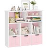 Toy Storage Organizer, Kids Bookshelf with 3 Movable Drawers and 6 Storage Cubbies, Toddlers Bookcase Toy Storage Cabinet Display for Bedroom - 2 of 4