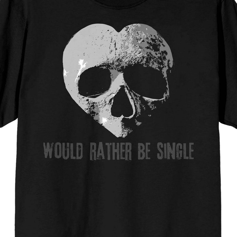 V Day I Would Rather Be Single Crew Neck Short Sleeve Black T-shirt, 2 of 4