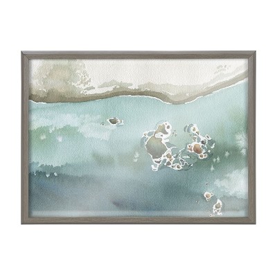 Rocky Shores Coastal Glass Print with Gray Frame, 18x24