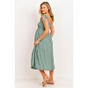 Hello Miz Women's Sleeveless Smocked Tie Shoulder Maternity Midi Dress - 3 of 4