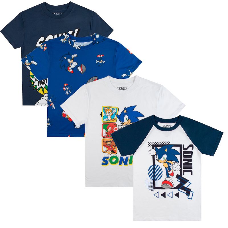 Sonic The Hedgehog Characters Crew Neck Short Sleeve 4pk Boy's Tees, 1 of 7