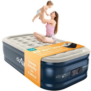 Dr. Air 18” Air Mattress with Electric Pump, Waterproof Velvety Top and Carry Bag - 1 of 4