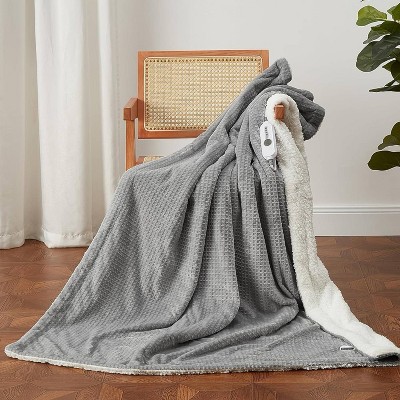 GustoWave Electric Waffle Fast Heating Flannel Blanket, Grey for Best Gift