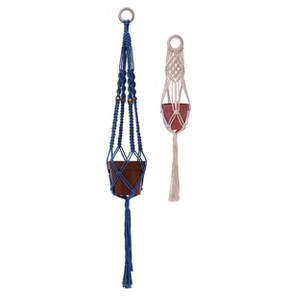 Transpac Cotton 45 in. Multicolor Spring Hanging Macrame with Pot Set of 2 - 1 of 2