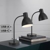 360 Lighting Piper 24" High Gooseneck Small Modern Desk Lamps Set of 2 USB Port Black Metal Home Office Living Room Charging Bedroom Bedside - 2 of 4