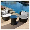 Kono 3pc Wicker Patio Chat Set - Black - Christopher Knight Home - 2 of 4