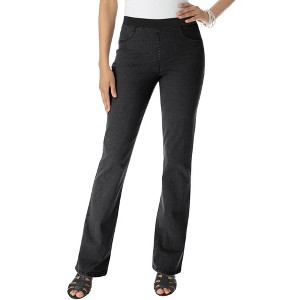 Roaman's Women's Plus Size Invisible Stretch All Day Bootcut Jean - 1 of 4