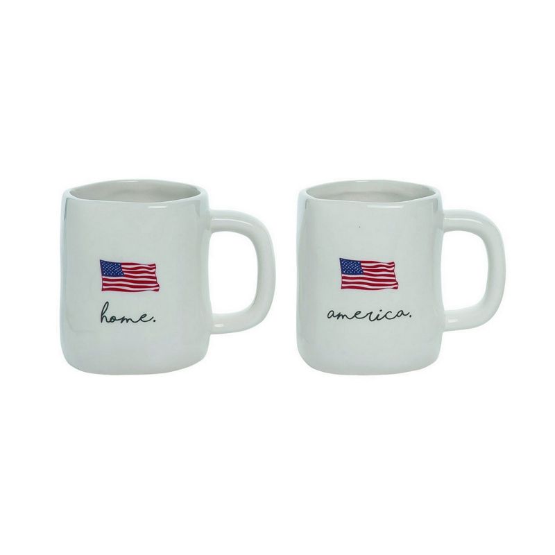 Transpac America The Beautiful USA Flag Sentiment Ceramic Mug Set of 4, Dishwasher Safe, 2 of 6