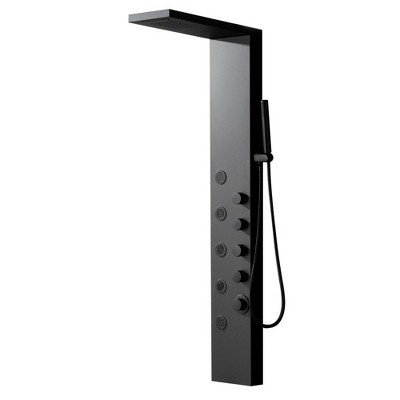 BWE 5-Jet Rainfall Shower Panel Tower System with Rainfall Waterfall Shower Head and Shower Wand