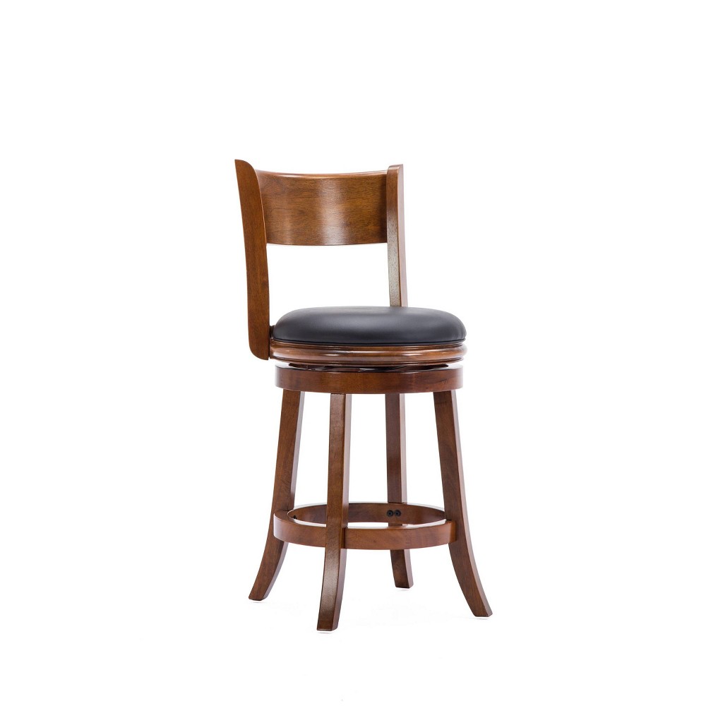 Photos - Chair Boraam 24" Palmetto Swivel Hardwood Counter Height Barstool Walnut: Uphols