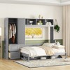 Queen Size Murphy Bed with Closet and Drawers for Bedroom or Apartment - 3 of 4