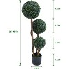 35 Inch Artificial Topiary Tree, Triple Ball Fake Boxwood Plants, Strong Wood Trunks, Dark Green Realistic Foliage for Indoor and Outdoor Decor - 2 of 4