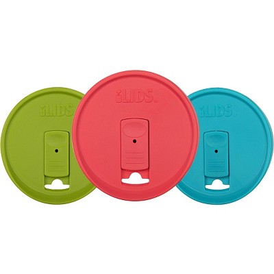 iLIDS 3pk Bright Wide Mouth Drink Lid - Aqua/Lime/Coral