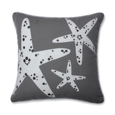 Stunning Starfish Throw Pillow Gray - Pillow Perfect: Embroidered, UV Protected, Indoor & Outdoor Use