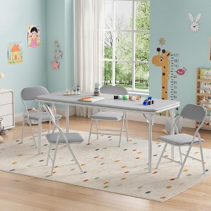 7-Piece Kids Folding Table and Chairs Set, Toddlers Children's Activity Table and Chairs Set for Dining Room,Daycare,Classrooms - 1 of 4