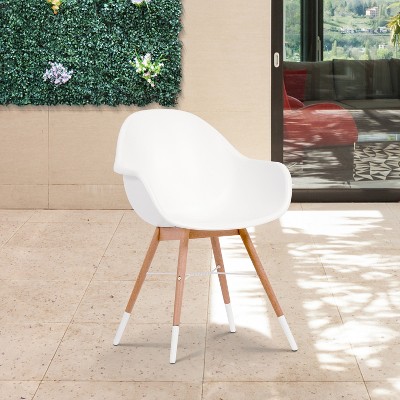 4pc Metz Wood/Resin Patio Dining Armchair Set White - Amazonia