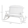 Outdoor Wooden Rocking Chair, Double-Person Rustic Adirondack Rocker with Slatted Seat, High Backrest, Armrests for Patio, Garden and Porch - 3 of 4