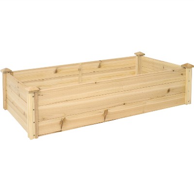 Sunnydaze Outdoor Rectangular Wood Raised Garden Bed for Flower, Vegetable, and Herb Gardening - 24" W x 48.25" L x 12.25" H - Brown