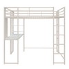 Full Adele Kids' Loft Bed Off White - Room & Joy: Metal Frame, Built-In Desk & Bookcase, Guard Rails, 2 Ladders - image 3 of 4