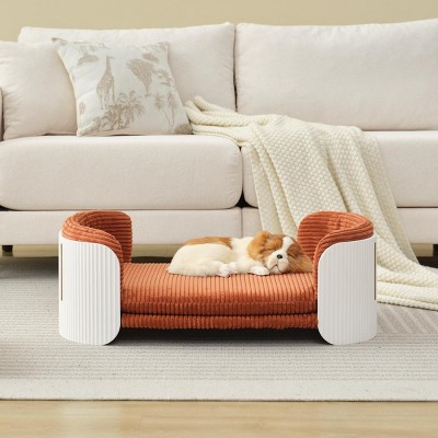 LAOTIES Scandinavian Style Elevated Cat Bed,Breathable Pet Couch With Removable Washable Mattress