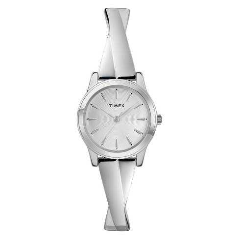 Women s Timex Stretch Bangle Watch Silver Tw2r98700jt Target