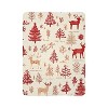 Red Reindeer Christmas Trees Flannel Blanket Cozy Holiday Throw Festive Gift. - 3 of 4
