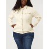 Agnes Orinda Women's Plus Size Button Front Chest Pockets Washed Casual Jean Jackets - 2 of 4