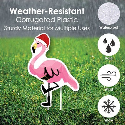 Pink and White Flamingo Christmas Lawn Decorations Set
