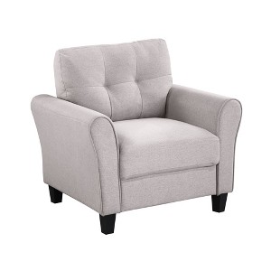 35" Linen Upholstered Armchair with Tapered Legs and High Resilience Foam Cushion - 1 of 4